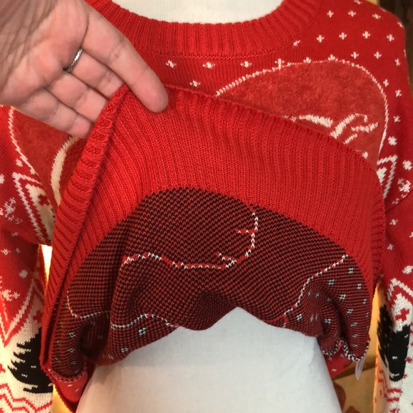 COCA COLA Size XS Snow Polarbear Sweater Cozy ChristmasTree Coke Drinking $69NEW - Picture 9 of 16